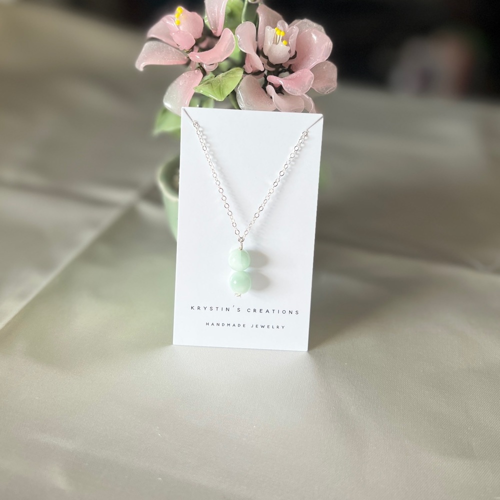 925 Silver🌟Green Moonstone Necklace- Handmade